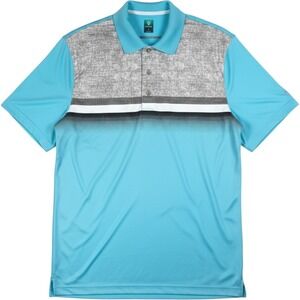 Pro Tour Golf Polo Mens Large Blue Heathered Stripe Short Sleeve Shirt BK1511